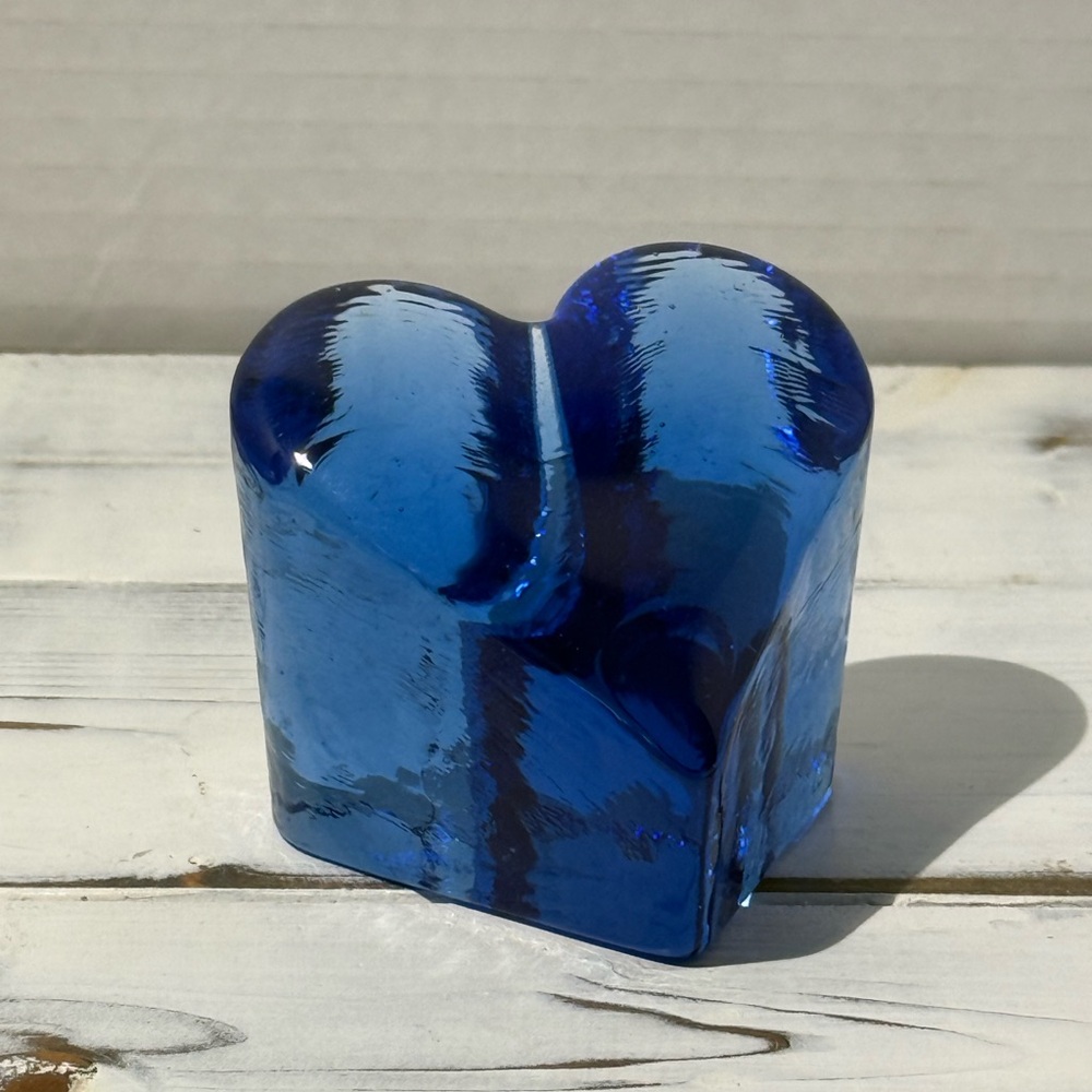 Cobalt  Fire & Light heart paper weight